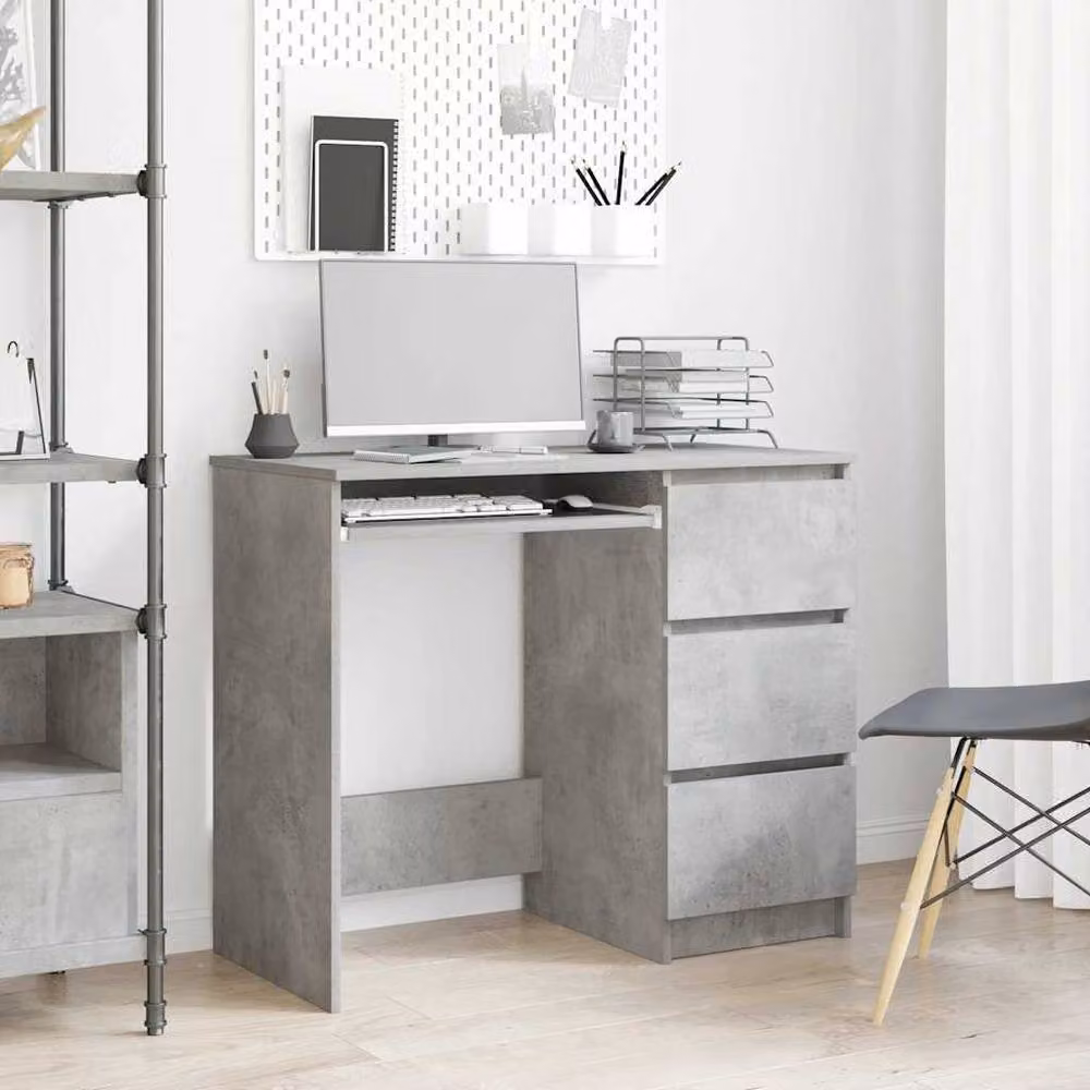 Berkfield Home Grey Writing Desk in Engineered Wood W/D/H: 90 x 45 x 76 cm – 2