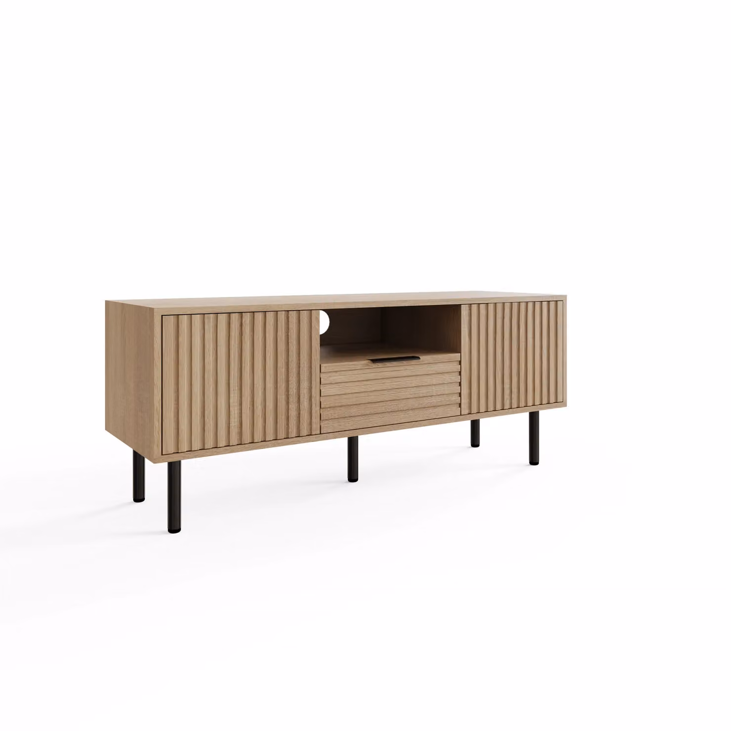 GFW Nervata Art Deco TV Cabinet in Brown with Gold and Black Accents – 3