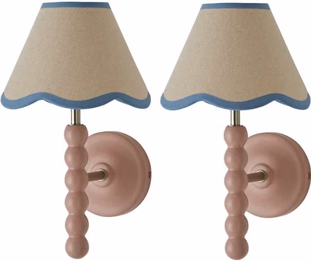ValueLights Bobbins Rose Wall Light with Trim Scallop Shade in Powder Blue
