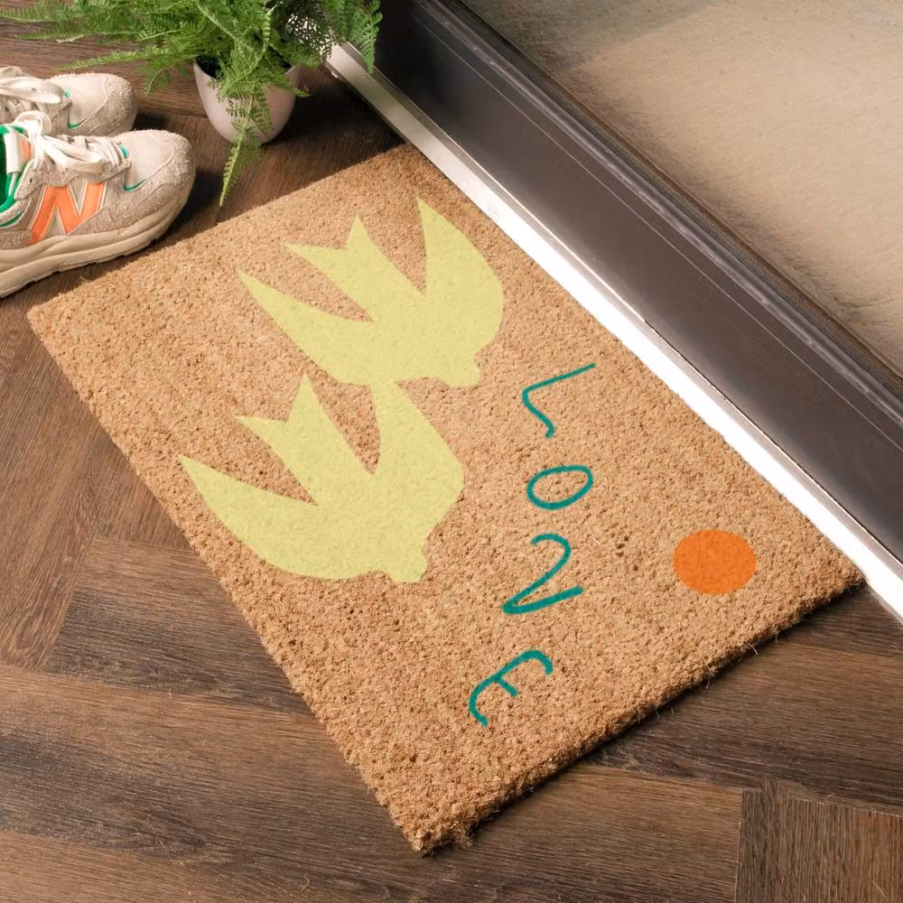 Artsy Mats Elizabeth Olwen Swan Love Coir Doormat in Brown, W: 60 cm, D: 40 cm – 2
