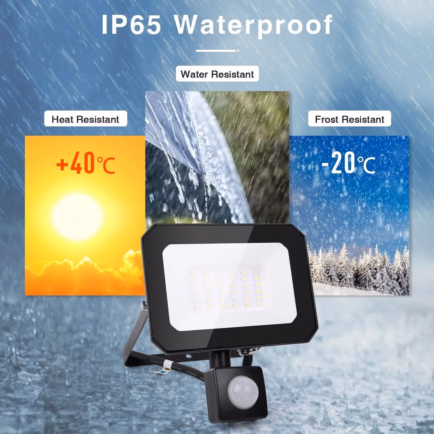 Alivio 20W LED Outdoor Flood Light with PIR Motion Sensor, Waterproof IP66 Security Wall Light in Black – 2