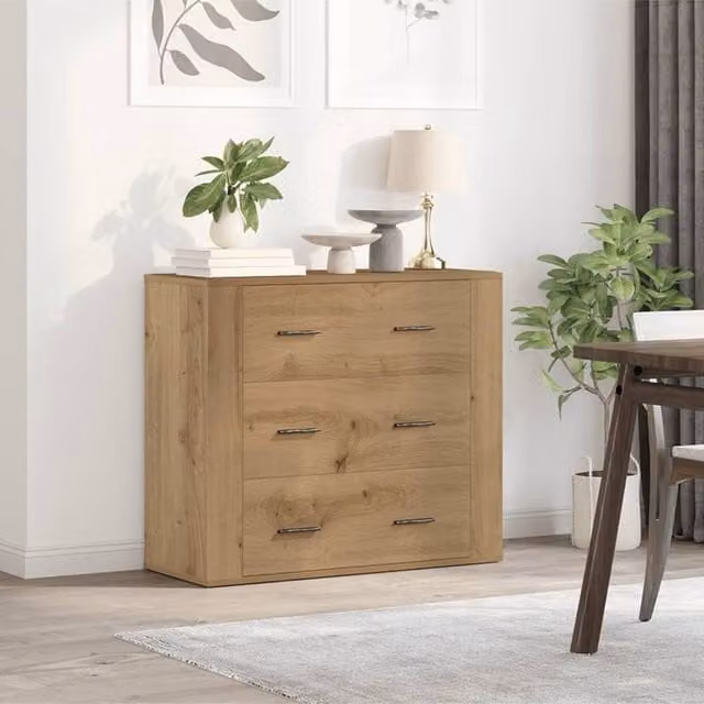 Berkfield Home Artisan Oak Sideboard in Brown, W/D/H: 80 x 33 x 70 cm – 1