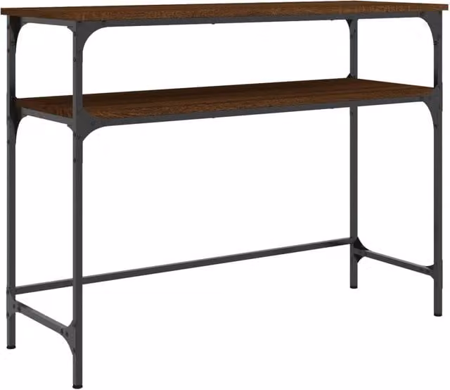 Berkfield Home Industrial Console Table in Brown Oak, W/D/H: 100 x 35.5 x 75 cm – 1