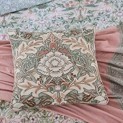 Morris & Co Strawberry Thief Severne Embroidered Cotton Cushion, Cochineal Pink, W x H: 50 x 50 cm – 2