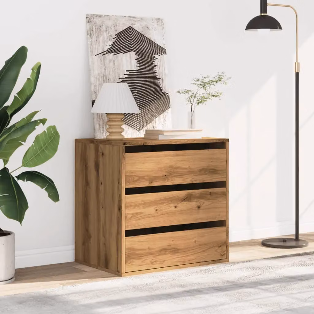 Berkfield Home Artisan Oak Corner Chest of Drawers in Brown, W/D/H: 60 x 41 x 58 cm – 3