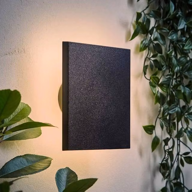 EONLION Black LED Outdoor Wall Light with Backlit Ring Design, IP65 Waterproof Rating