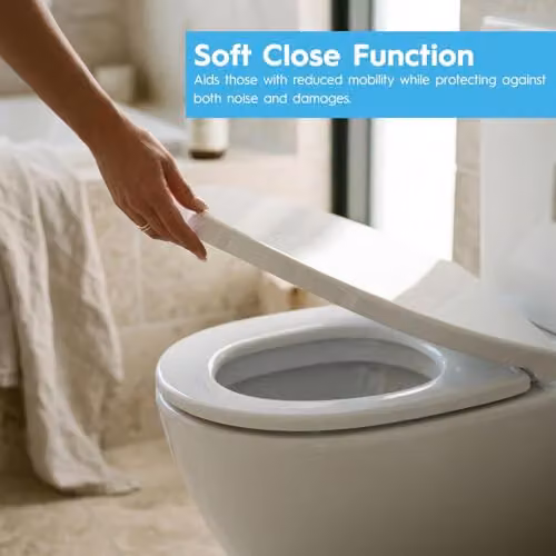 Harbour Housewares Plastic Soft Close Family Toilet Seat, White, Oval – 4