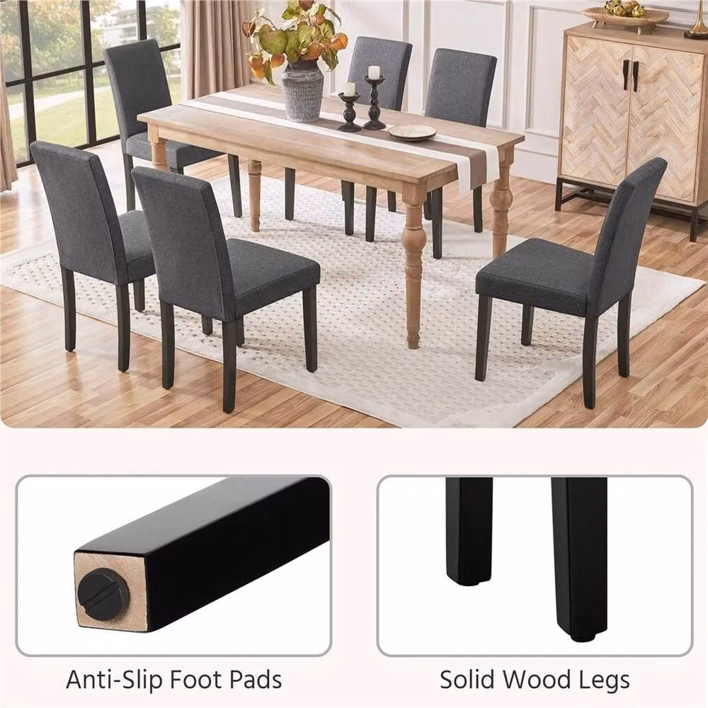 EONLION Modern Grey Fabric Upholstered Dining and Bedroom Chairs – 4
