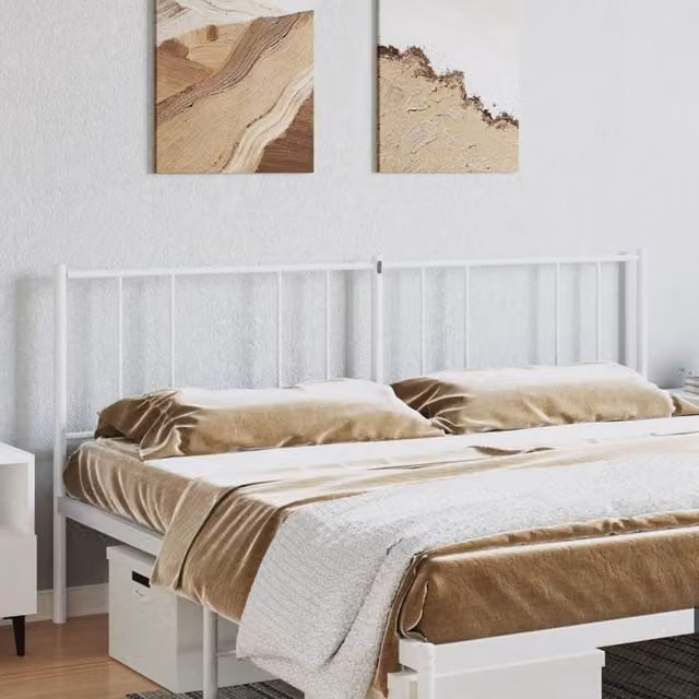 Berkfield Home Metal Headboard in White – 1