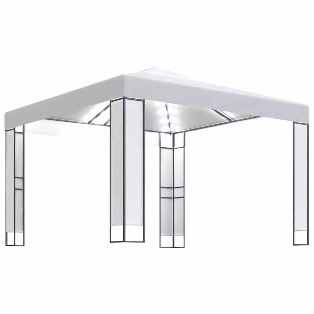 Berkfield Home White Double Roof Gazebo with LED String Lights, W/D/H: 3 x 3 x 3 m – 2