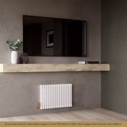 UK Radiators Alpha 2 Column White Steel Traditional Cast-Iron Style Radiator with Feet, W: 76.8 cm, H: 50.0 cm – 2