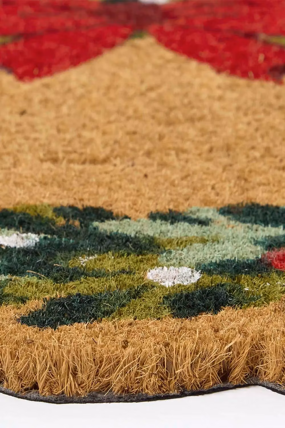 Homescapes Christmas Wreath Round Coir Doormat in Green and Red, W/D: 50 x 50 cm – 3