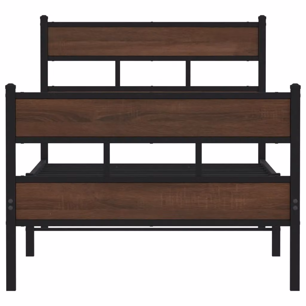 Berkfield Home Small Single Metal Bed Frame with Headboard and Footboard in Brown, W/D/H: 75 x 190 cm – 3