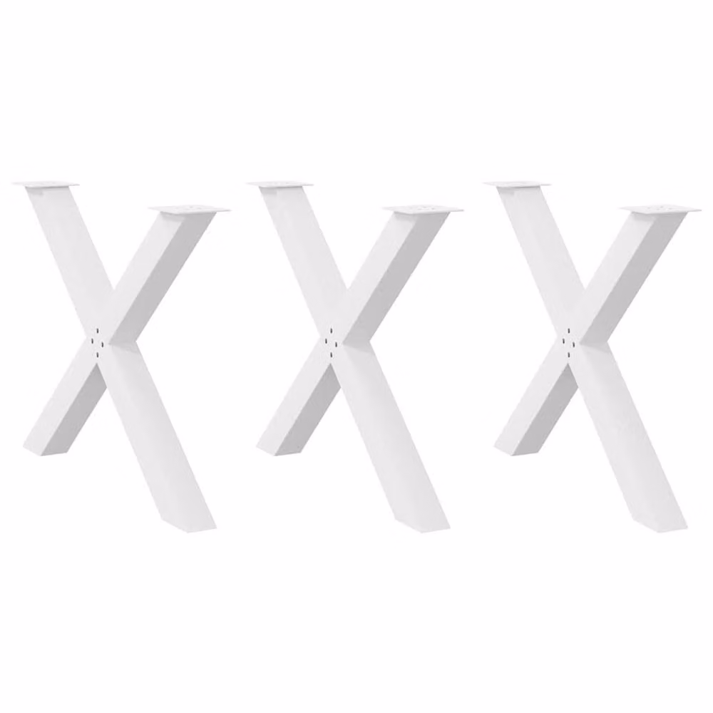 Berkfield Home X-Shaped Dining Table Legs, 3 Piece Set, White Matt Steel, H: 72-73 cm x W: 90 cm – 2