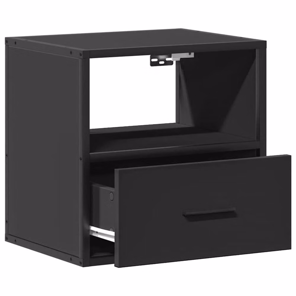 Berkfield Home Wall-mounted Bedside Cabinet in Black, W: 40 cm, D: 31 cm, H: 39.5 cm – 7