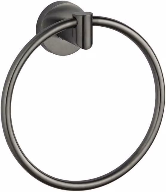 Bathroom Kingdom Melbourne Wall Mounted Round Towel Ring in Grey Metal