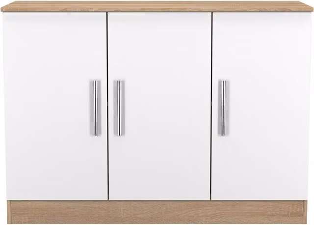 Ready Assembled 2 U Trent 3 Door Sideboard in White and Multicolour