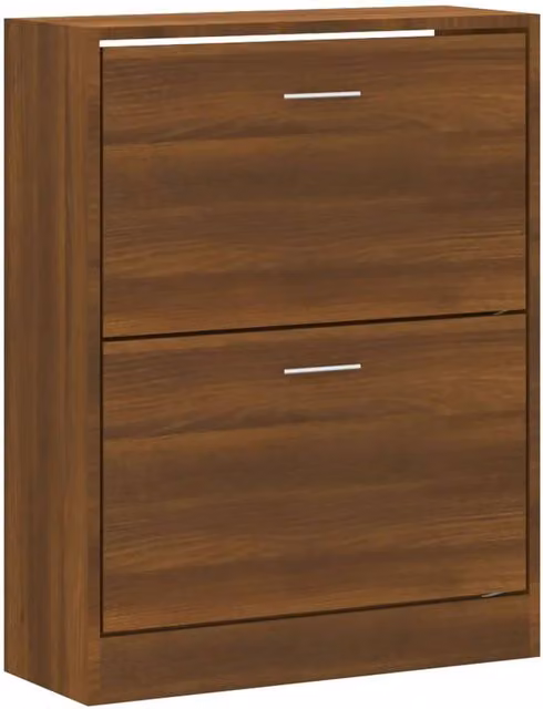 Berkfield Home Brown Oak Shoe Cabinet with Tilting Compartments, W: 63 cm, D: 24 cm, H: 81 cm – 1