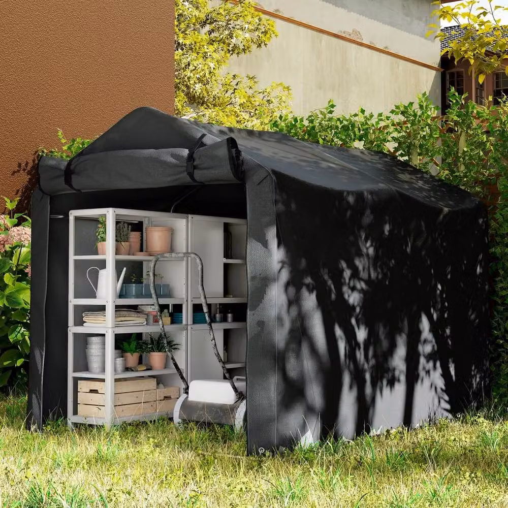 EONLION Garden Tool Storage Shed with Door in Black, W/D/H: 100 x 100 x 157 cm – 4