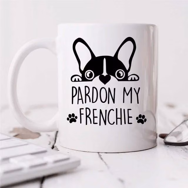60 Second Makeover Limited Pardon My Frenchie Ceramic Mug in White