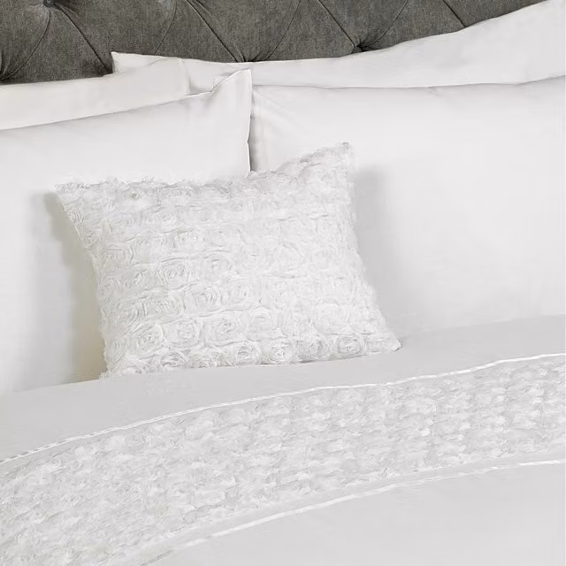 Rapport Home Limoges White Floral Rectangular Cushion