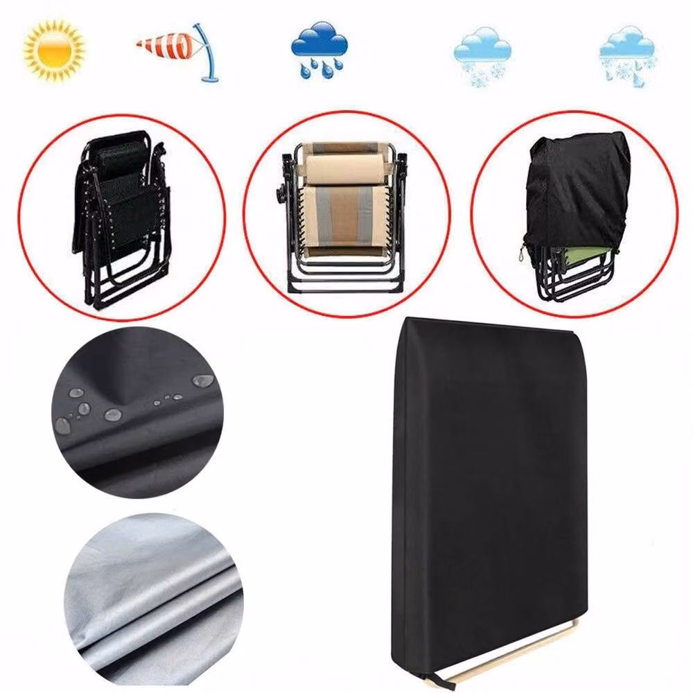 SPETLEK 2-Pack Waterproof Folding Reclining Chair Covers in Black, W: 100 cm, D: 80 cm – 4
