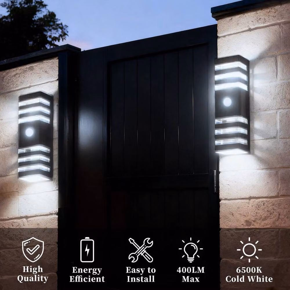 KlausPeter Wolf Modern Rectangular Up and Down Wall Light for Garden and Front Door in Black and White – 3