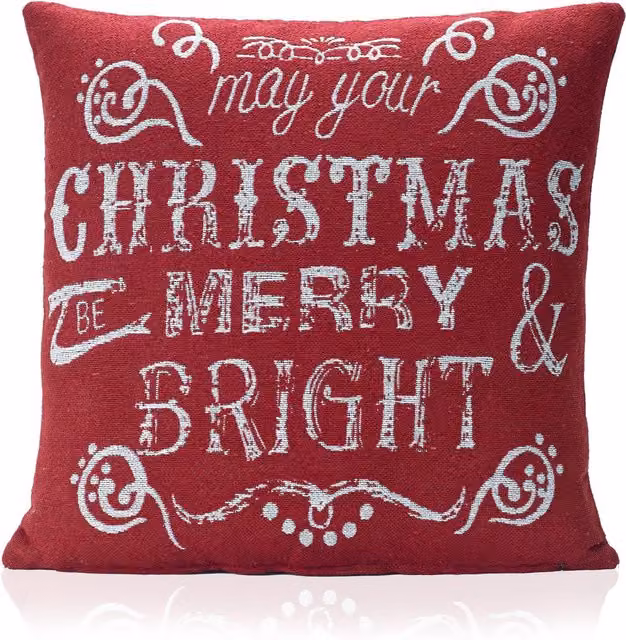 Luxury Living Red Velvet Christmas Decorative Cushion with Hollow Fibre Pad, W/D/H: 45 x 45 x 45 cm – 1