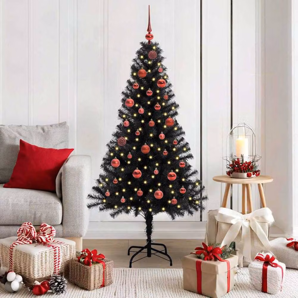 Berkfield Home Lush Christmas Tree with 150 LEDs and Stand, Black, Height: 150 cm – 2