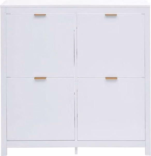 ERGOVEXA Modern White Lacquered Wooden Shoe Storage Cabinet with 4 Drawers and Tilting Compartments for your Hallway