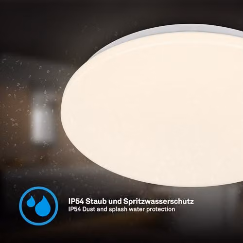 Briloner LED Ceiling Light, Warm White, IP54 Splash Resistant, 24W, 2600lm, White, W/D/H: 35 x 35 x 5.5 cm – 5