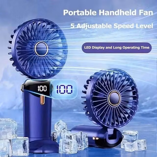 KORVIXA Purple Portable Handheld Mini Folding Rechargeable Fan