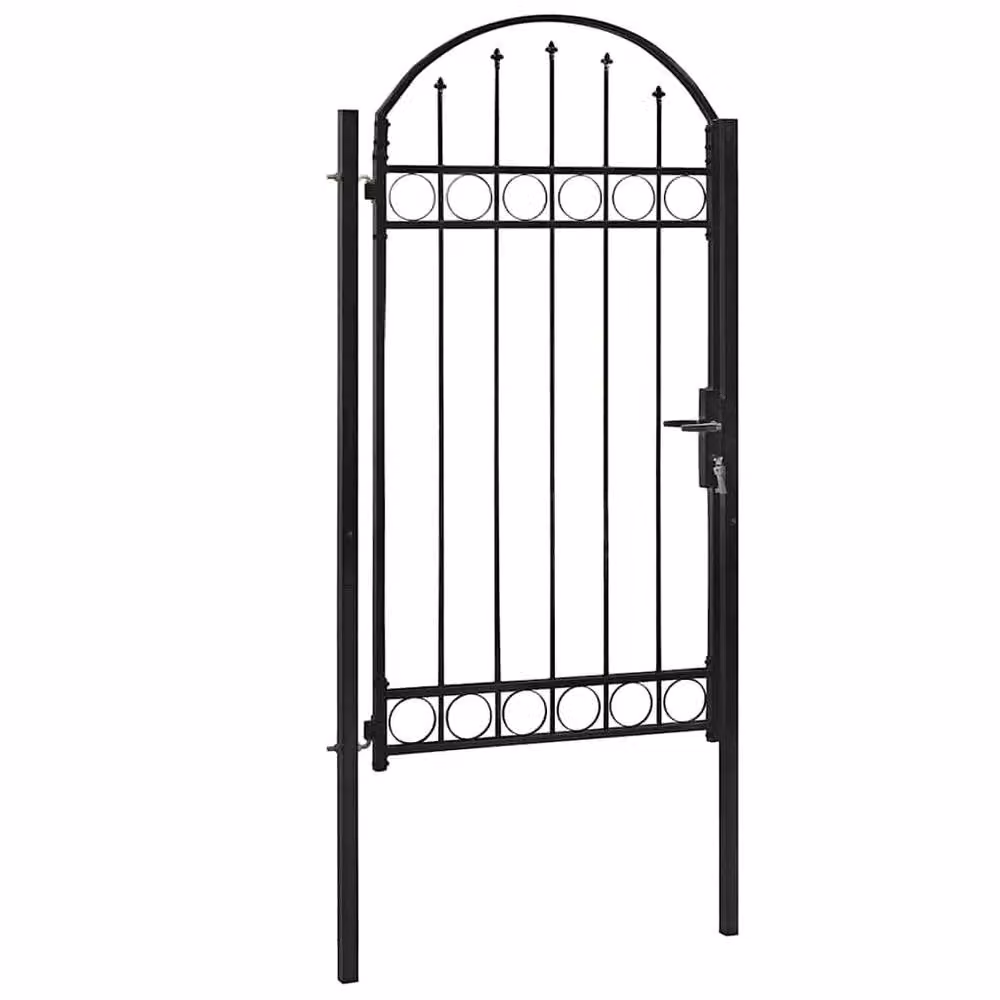 Berkfield Home Elegant Arched Top Steel Fence Gate, Black, W: 100 cm, H: 250 cm – 2