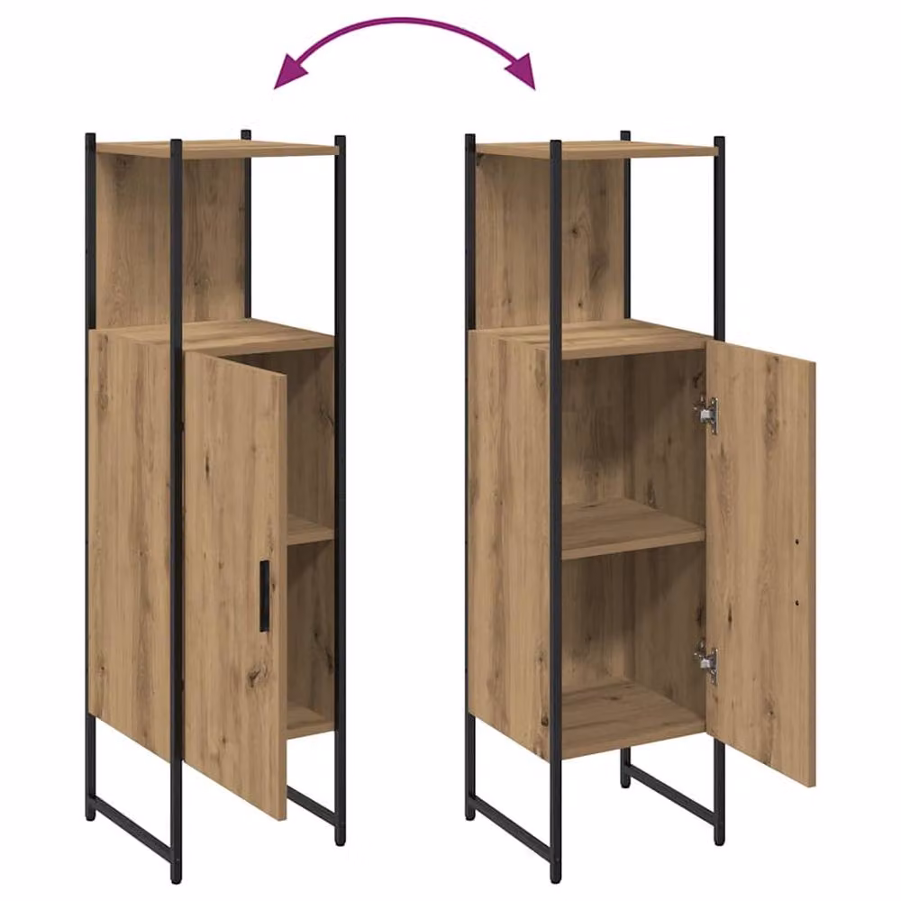 Berkfield Home Artisan Oak Sturdy Bathroom Cabinet, Brown, W/D/H: 33 x 33 x 120.5 cm – 4