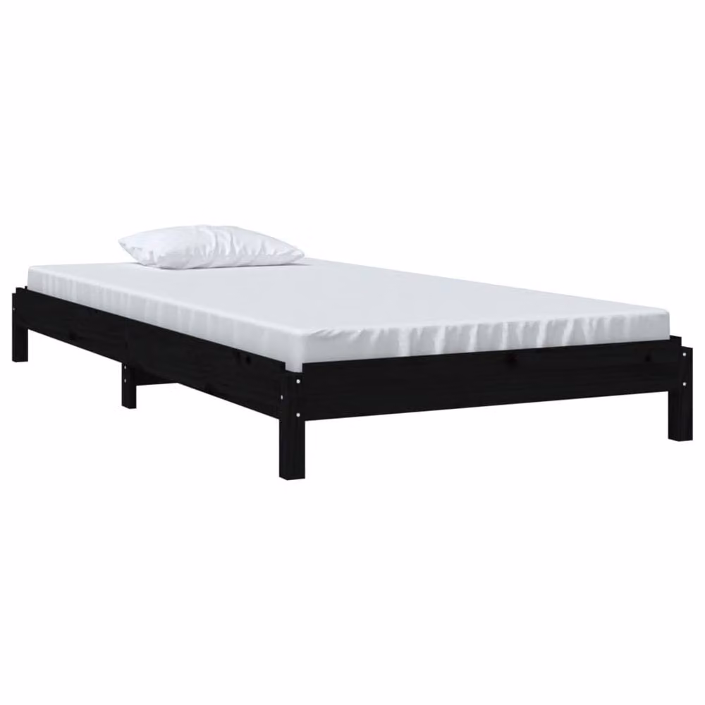Berkfield Home Stack Small Single Bunk Bed in Black Solid Pine Wood, W: 75 cm, L: 190 cm – 3