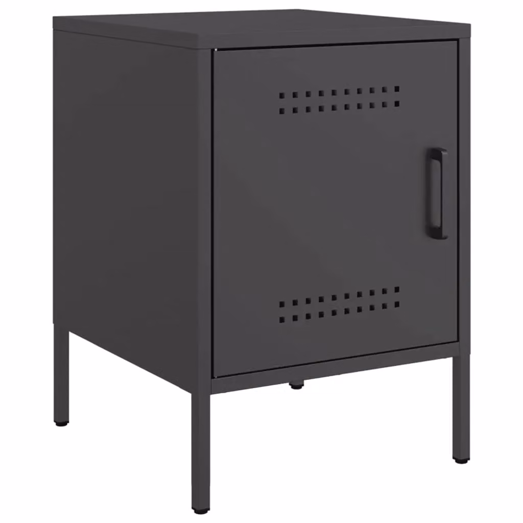 Berkfield Home Black Metal Bedside Cabinet W/D/H: 36 x 39 x 50.5 cm – 2