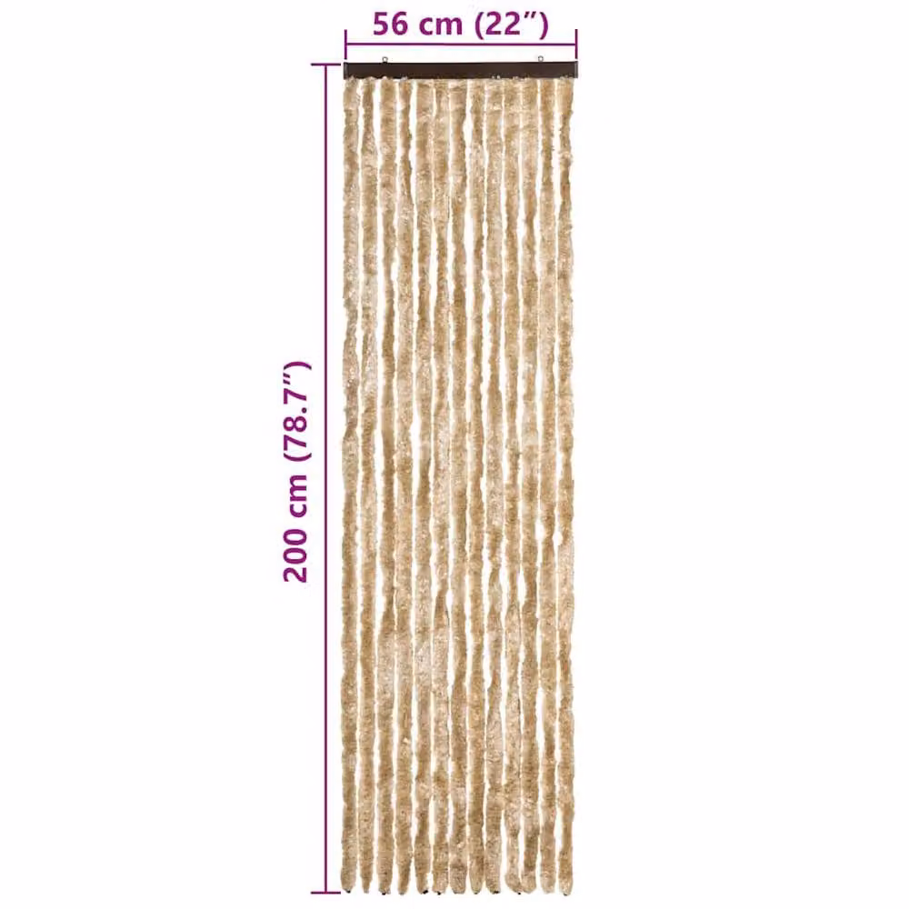Berkfield Home Beige Chenille Insect Curtain W: 56 cm, H: 200 cm – 2