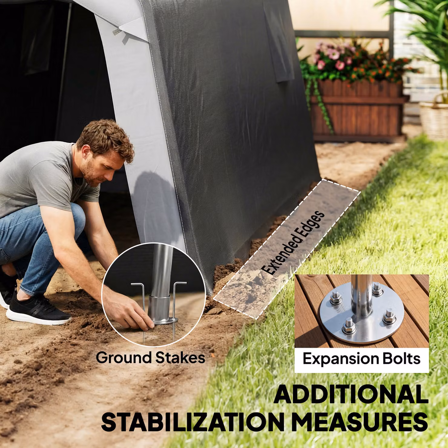 Outsunny Grey Waterproof Garden Storage Shed Tent with Single Door and Side Vent, W/D/H: 240 x 180 x 203 cm – 7