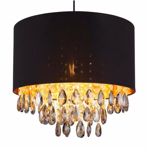 Globo Lighting Coletta Pendant Light in Black and Gold with Crystal, Diameter: 40 cm, Height: 120 cm – 6
