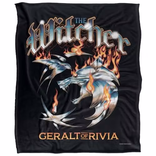 The Witcher Heavy Metal Geralt Of Rivia Soft Microfibre Fleece Throw Blanket, Multicolour, W: 152 cm, D: 127 cm