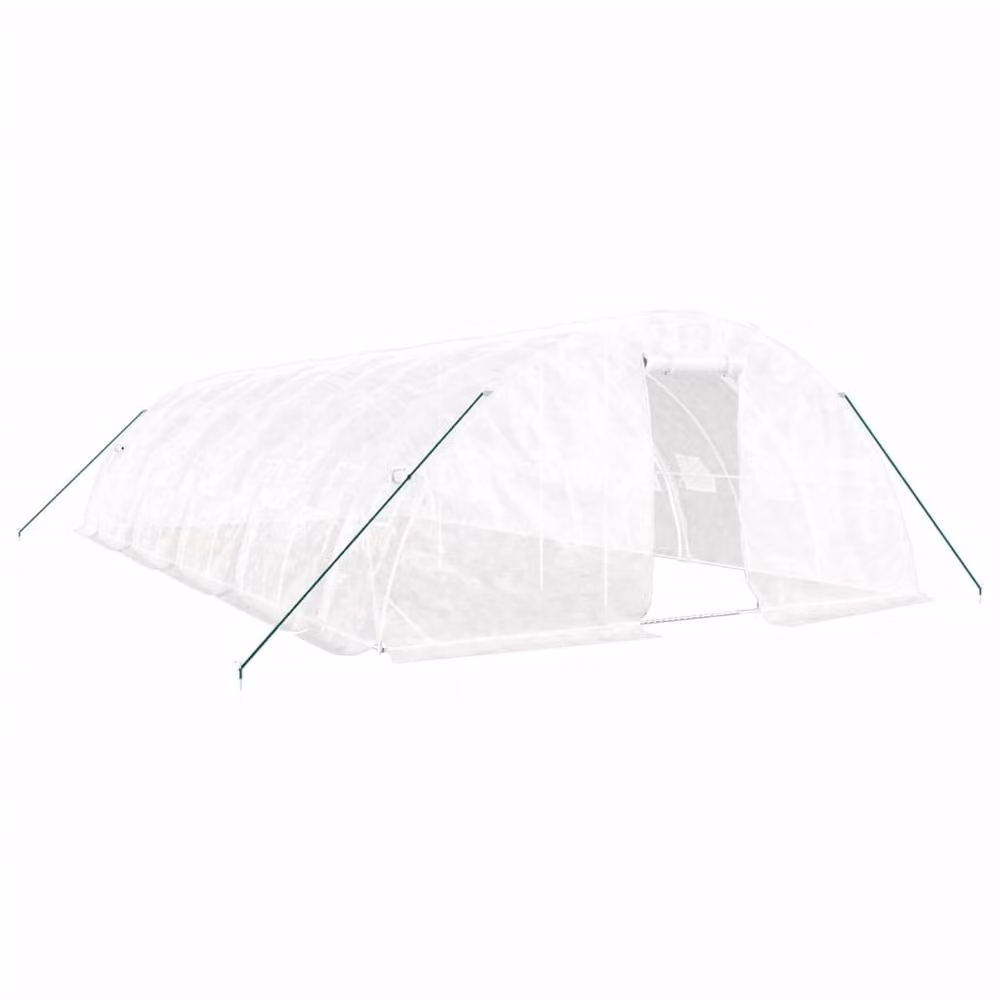 Berkfield Home Freestanding Greenhouse with Steel Frame and Plastic Cover, White, W/D/H: 10 x 5 x 2.3 m – 2