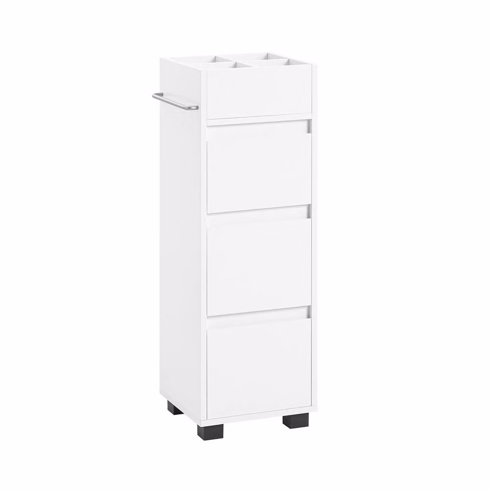 SoBuy Slim White Metal Bathroom Tall Cabinet with 3 Drawers and Top Organiser – 2