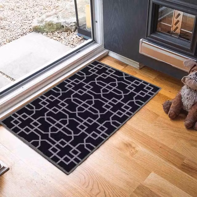 Desire Rugs Cubed Trellis Design Non-Slip Machine Washable Doormat, Black, W: 80 cm, D: 50 cm – 1