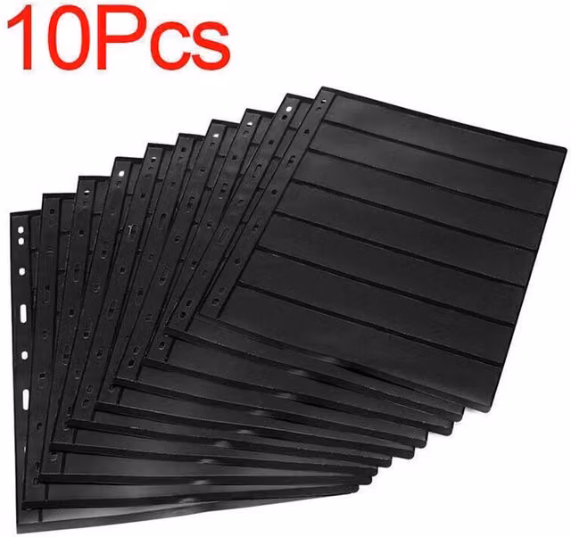 Kelvenix 10 Pack Double Sided Black Stamp Album Stock Pages, 500mm