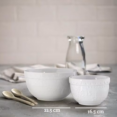 Orsina Set of 2 White Ceramic Round Mixing Bowls – 2