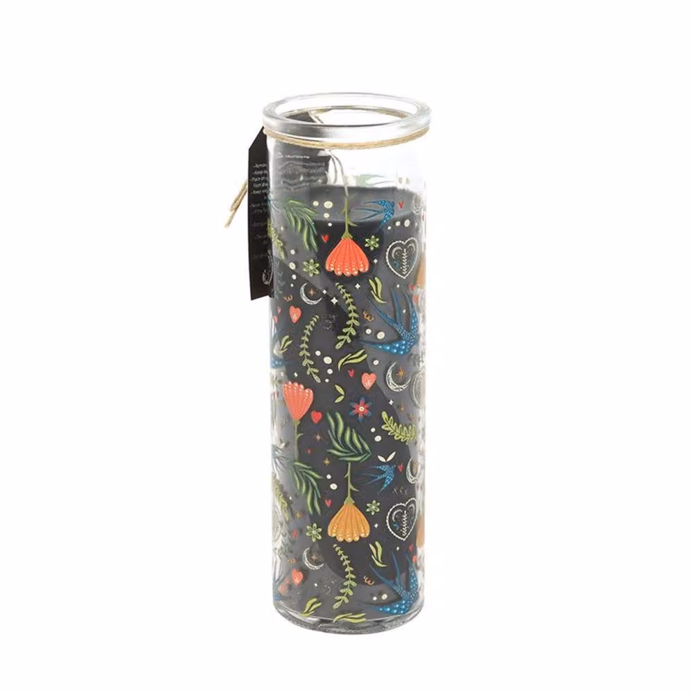 Something Different Midnight Bloom French Tulip Print Black Pillar Candle – 2