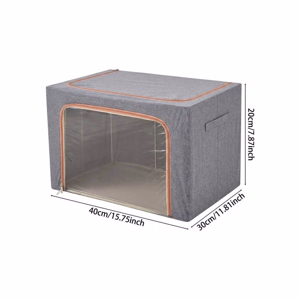 KORVIXA 22L Breathable Fabric Clothes Storage Bags with Handles, Grey, W/D/H: 50 x 50 x 50 cm – 2