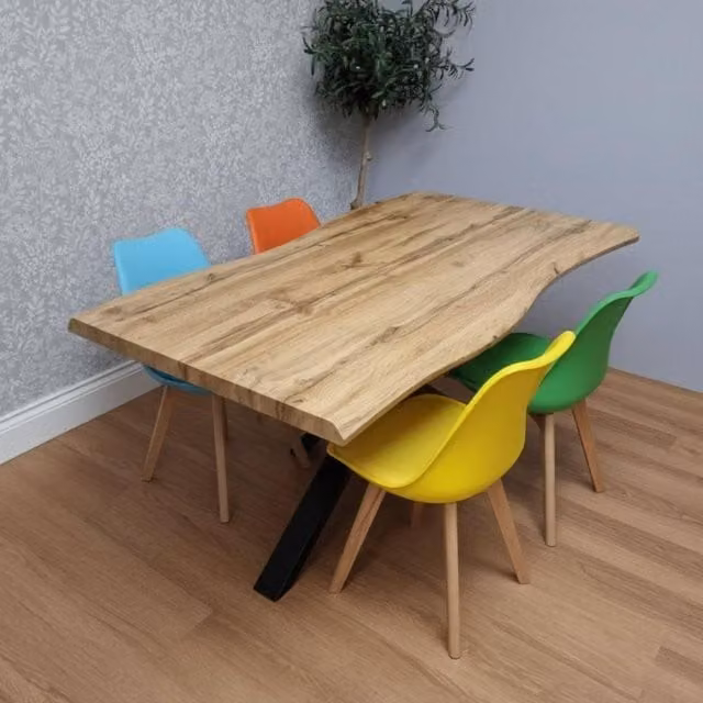 KOSY KOALA Modern Rectangular Dining Table with 4 Multicolour Plastic and Faux Leather Chairs