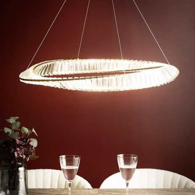 Wyld and Coco Gold and Brass Crystal Chandelier Pendant Lamp with Adjustable Cord and LED Light – 1