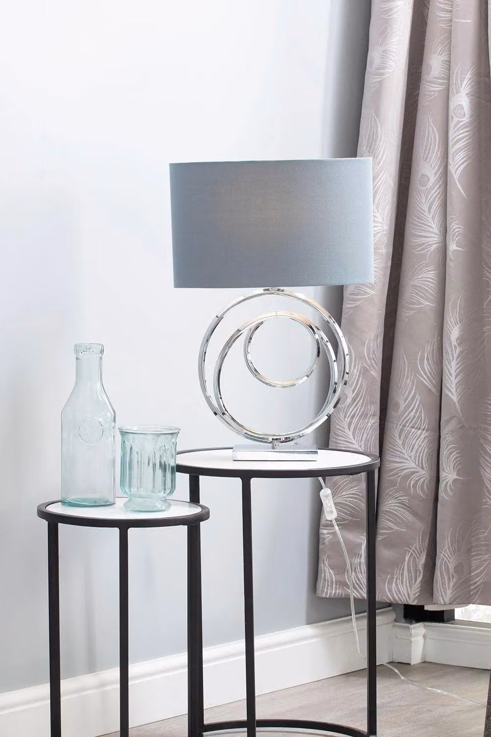 BHS Lighting Saturn Swirl Modern Tabletop Lamp in Chrome Silver – 2